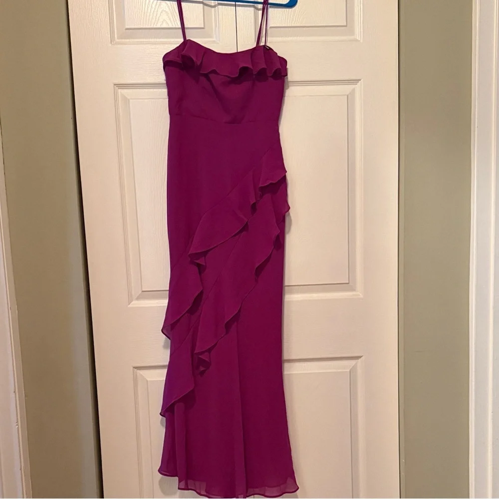 Selfie Leslie Magenta Asymmetrical Dress - Picture 4 of 6
